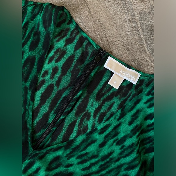 MICHAEL Michael Kors Sheer Animal Print Dress in Palmetto Green, Size 8 - Picture 4 of 9
